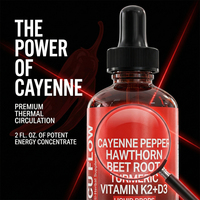 Extrait Liquide Multi-Herbes OEM en Gouttes avec Poivre de Cayenne, Aubépine, Racine de Betterave, Curcuma, Ginseng, Berbérine, Cannelle, Vitamines K2 et D3