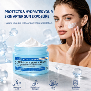 Crème réparatrice apaisante pour la peau après soleil, hydratante 24h, au collagène hydrolysé et à l'<span class=keywords><strong>aloe</strong></span> <span class=keywords><strong>vera</strong></span>, pour tous types de peaux, OEM. - Product Image 2