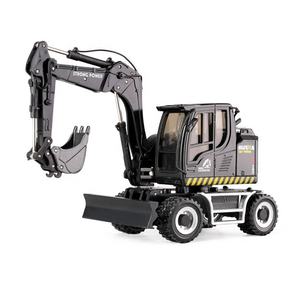 Huina 1725 Modèle miniature <span class=keywords><strong>de</strong></span> pelle rétrocaveuse sur pneus en alliage métallique moulé sous pression, échelle 1/50, modèle <span class=keywords><strong>de</strong></span> construction statique en aluminium, <span class=keywords><strong>jouet</strong></span> - Product Image 3