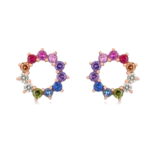 Orecchini a Perno in Argento Sterling 925 con <span class=keywords><strong>Zirconia</strong></span> Cubica e Rubino Placcato Oro, Gioielli di Moda per Donna, Personalizzabili ODM, Ideali come Regalo - Product Image 4