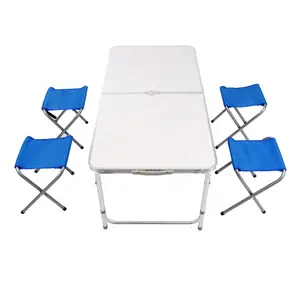 Conjunto de cadeiras dobráveis europeias, conjunto completo de cadeiras dobráveis de alumínio para acampamento, piquenique, festa, lazer, tabela 4