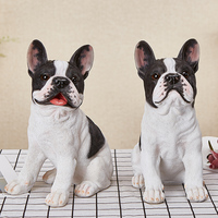 Figurine de bouledogue français pour la décoration de la maison, accessoires de décoration de chien en résine animale avec or et blanc
