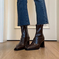 Nouvelles bottines rétro à bout carré, talon bloc, fermeture éclair latérale, pour femme, idéales pour les trajets quotidiens