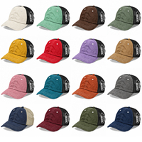 Casquette de baseball trucker unisexe décontractée style streetwear avec visière incurvée, dos en maille respirante, couleur unie délavée à l'eau et patch logo – Vente en gros