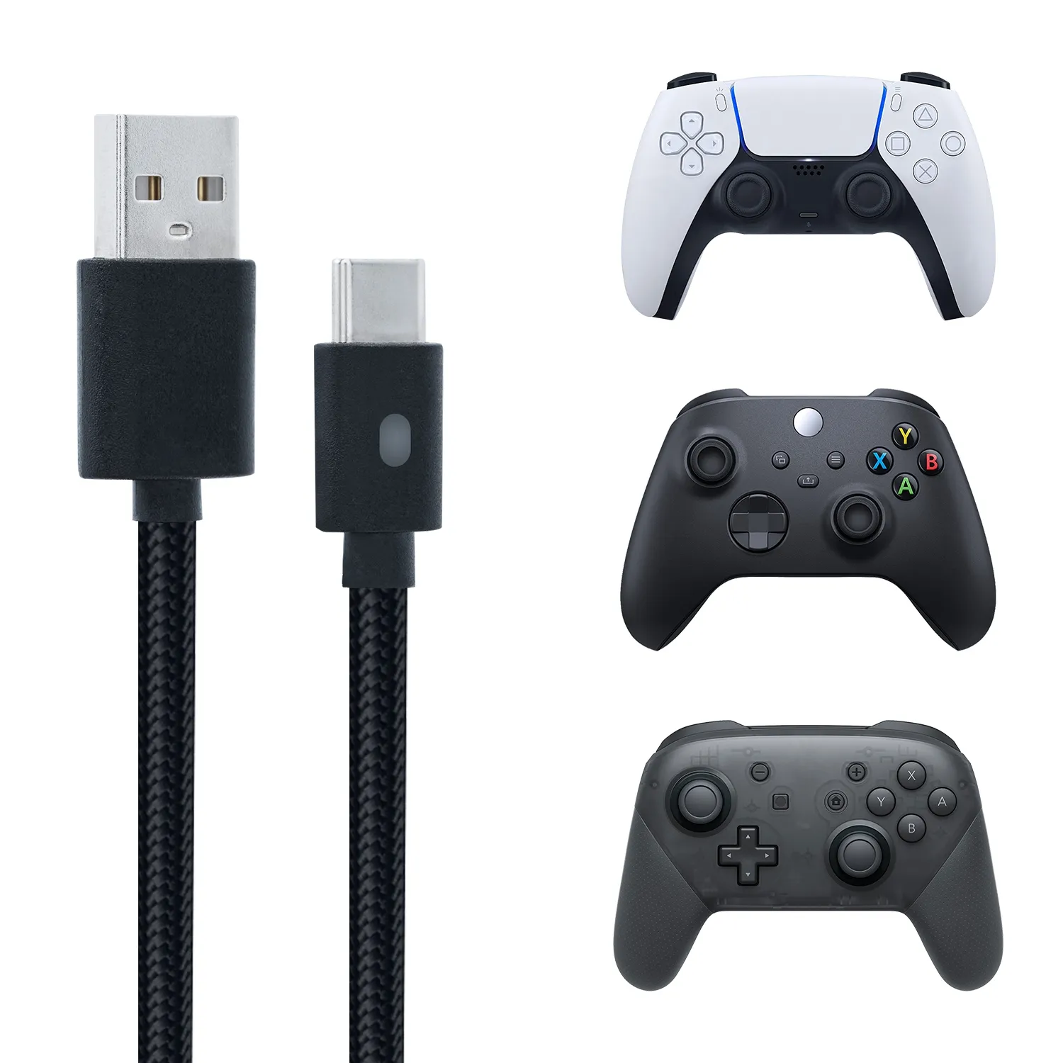 Dobe 3 Meters LED Charging Cable for PS5 for Nintendo Switch Pro Controller USB Type-C for Mobile Phone for Switch OLED