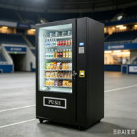 Distributeur automatique de boissons et de collations avec porte vitrée haute visibilité et lecteur de paiement multi-mode