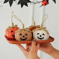 Niedliche, superweiche Plüsch-Kürbispuppe mit lächelndem Gesicht für Halloween, hängende Dekoration zur Stresslinderung mit PP-Baumwollfüllung.