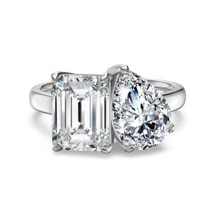 Bague de Fiançailles et de Promesse Dylam au Design Classique en Argent Sterling 925 avec Double D et Pierres Moissanite VVS1 pour Femme - Product Image 1