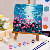 Vente en gros de peintures acryliques faites à la main de style simple Kit de peinture par numéros 20x20 avec cadre