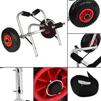 Chariot de transport universel portable pour bateau gonflable et kayak, en aluminium avec roues en PU de 25 cm, capacité de 150 kg