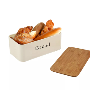 Customizable Metal Storage Bread Box Container Kitchen Countertop Storage Bread Bin With Bemboo Lid
