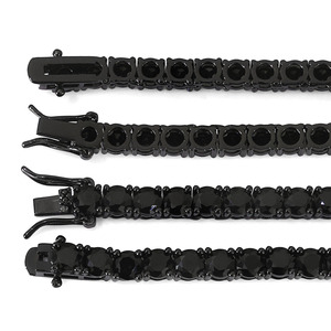 Vente en gros de chaîne de tennis NUOYA en CZ noir pour hommes avec fermoir à ressort bijoux hip hop collier à chaîne de tennis plaqué noir et glacé - Product Image 6