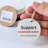 En stock : Étiquettes rondes en carton blanc et noir ; Étiquettes vierges pour magasins de vêtements ; Cartes de certification personnalisées