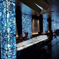 Dalles de vanité en onyx bleu de luxe de qualité supérieure, découpées, écologiques, imperméables, design personnalisé, îlot de table, salle de bain, cuisine