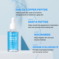 Serum Wajah GHK-Cu Peptide Niacinamide Vitamin E Anti-Kerut Pengencang Kulit Tembaga Biru Asam Hialuronat SNAP-8 Kimia Vegan 30ml