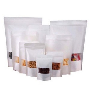 Doypack Túi Đứng Đựng Giấy Kraft Màu Nâu Trắng Có Khóa Kéo Túi Đựng Thực Phẩm Có Cửa Sổ - Product Image 6