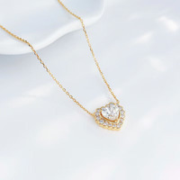 Collier Pendentif Réglable en Or Jaune 18K avec Diamant de Laboratoire Cœur Battant et Coupe Fine, Bijoux Fins, Charm Délicat, Chaînes Tendance