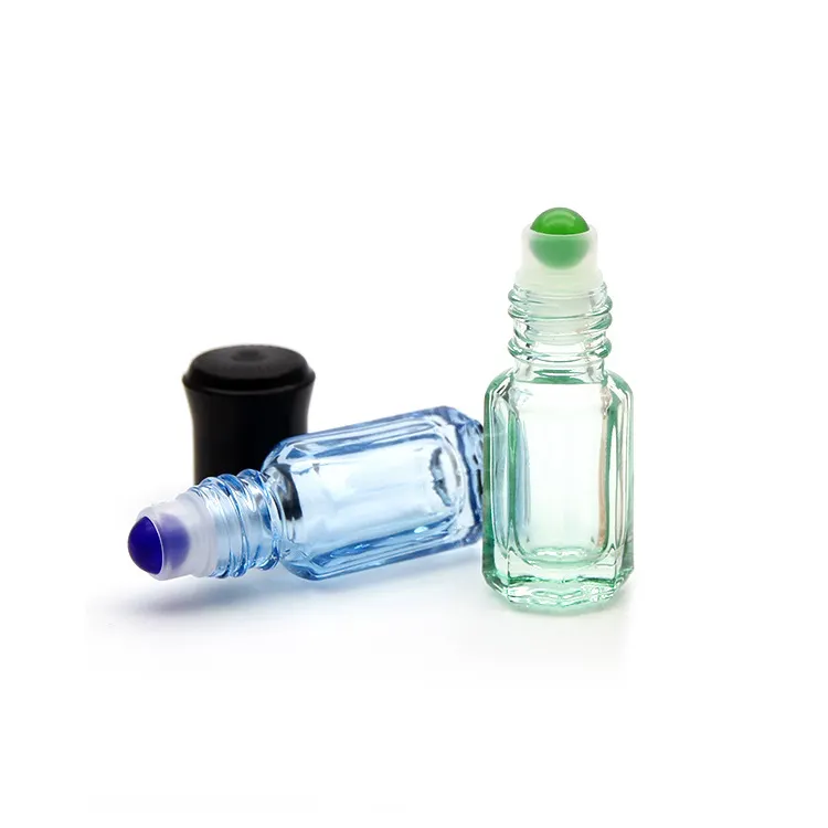 Göz kremi taş altında rulo top 6ml cam uçucu yağ şişe lüks boş sekizgen parfüm rulo şişeler 3 ml
