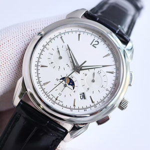 Reloj Mecánico de Lujo para Hombre y Mujer, Cristal de Zafiro, Fecha, Fase Lunar, Luminoso, Resistente al Agua, Esfera Blanca, Correa Negra, ¡Oferta! - Product Image 2