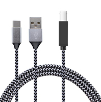 Cable USB 2.0 Tipo C a Tipo B Macho 2 en 1, Carga Rápida, Cubierta de Nailon y Cobre Puro, para Impresora, Computadora, Escáner de Código de Barras, Auriculares