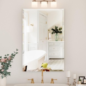 Miroir mural sans cadre à bords biseautés en argent, épaisseur de 3 mm à 6 mm, avec dimensions personnalisées en forme carrée, ovale ou rectangulaire - Product Image 2