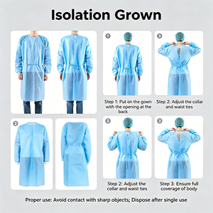 45g SMS Médecin Non-steriel <span class=keywords><strong>Blouse</strong></span> chirurgicale Isolement <span class=keywords><strong>Blouse</strong></span> Chirurgicale <span class=keywords><strong>Jetable</strong></span> Patient Robe d'isolement médical - Product Image 6