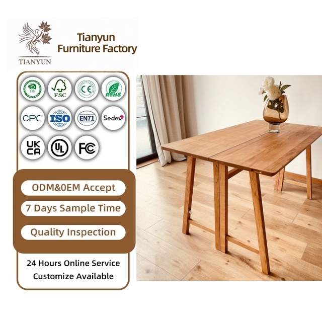 Three-fold Solid Wood Extendable Dining Table-Modern Design Rectangle Shape-Space-Saving Solution for Small Areas Versatile