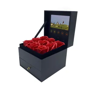 Factory Custom Packaging Presentation 4.3 Inch Digital Brochure Hd/IPS Lcd Screen Gift Video Box With Flowers