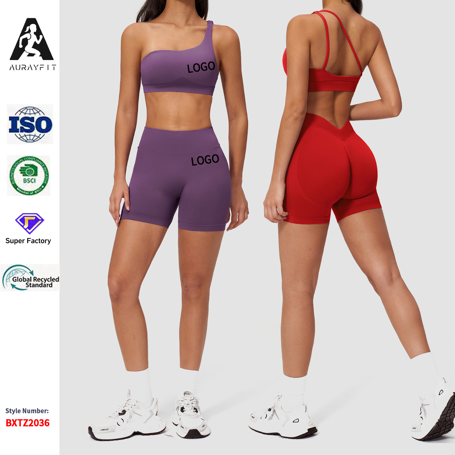 Seamless Solid Yoga Set for Women One-Shoulder Quick-Dry 2-Piece Sports Outfit Outdoor Casual Running Fitness Wear