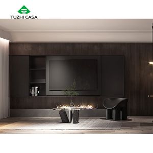 Cheminée électrique à profil <span class=keywords><strong>bas</strong></span>, murale, noire, support de télévision, <span class=keywords><strong>meuble</strong></span> moderne - Product Image 4