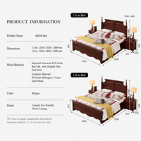 Lit double en bois massif de chêne rouge et pin de Nouvelle-Zélande, style colonne romaine moderne simplifiée, haute densité, pour chambre d'hôtel