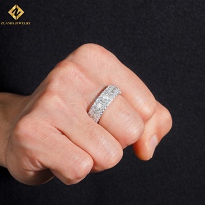 S925 Sterling <b>Silver</b> Multi-Row Baguette Cut Moissanite Eternity Band <b>Ring</b> Full Pave Iced Out Wedding Band Rhodium Plated <b>Ring</b> - Product Image 5