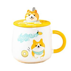 Nueva Taza de Cerámica con Diseño de Perro de Dibujos Animados, con Cuchara, para Café o Agua en la Oficina, Regalo para Amantes de los Perros - Product Image 1