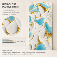 Panneau mural en PVC brillant MORLENX, moderne, imperméable, blanc or, motif abstrait marbré UV, pour salon, boutique, complexe hôtelier