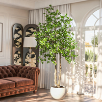 Arbre artificiel en ficus en plastique 150-210 cm, écologique, durable, résistant aux UV, feuilles réalistes, intérieur/extérieur, maison, bureau, jardin
