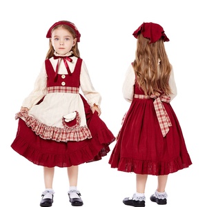 Kids Bavarian Dirndl Dress with Headscarf <strong>Halloween</strong> Countryside Bavarian Traditional Girls Oktoberfest <strong>Sweetie</strong> Inga Maid Dress - Product Image 3