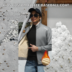 Customizable American Baseball Uniform for Men Winter <b>Fleece</b>-<b>Lined</b> Varsity <b>Jacket</b> Casual Top Embroidered Zipper Button Printed - Product Image 2