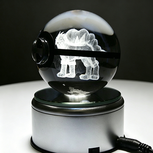 <span class=keywords><strong>Figurine</strong></span> en cristal K9 avec base LED lumineuse, boule de cristal 3D, dessin animé Poke Ball, boule gravée au laser, jouet pour cadeau de fête - Product Image 3