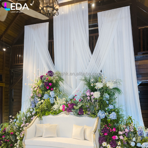 LEDA white <b>square</b> Wedding Decoration Backdrop <b>set</b> Milk silk Curtain Fabric Drapery Valance - Product Image 1