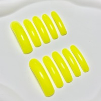Faux ongles Y2K néon contrastant en PMMA, rose et vert, courbés, longs, carrés, couleur unie, faits à la main, à presser, vente en gros