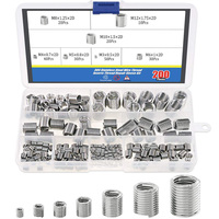 200pcs Wire Thread Insert Kit 304 Stainless Steel Thread Repair Assortment M3-M12 Metric for Workshop Repair