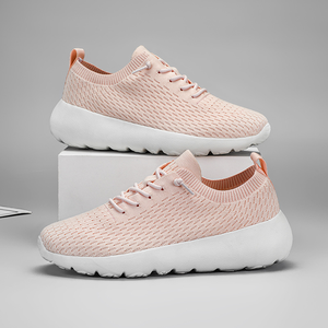 Chaussures de marche à lacets épaisses pour femmes et hommes avec empeigne en maille amortissante, baskets tendance - Product Image 2