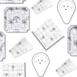 DAMAI Halloween Party Supplies Halloween Paper Plates Cups Napkins Party Disposable Tableware Set Birthday Favor for 8 Guests - Product Image 1