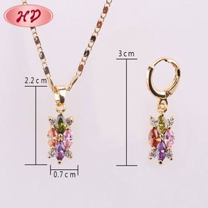 Juego de Joyería de Cristal Chapado en Oro, Collar con Colgante de Flor con Corte Marquesa y Pendientes para Mujer, Joyería de Moda para Fiesta - Product Image 3
