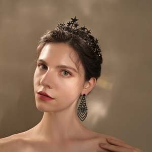 أفضل بيع هالوين الأسود الداكن إكليل تاجي الشعر مجوهرات الزفاف الأداء حزب سبائك إكسسوارات الشعر للبنات - Product Image 3