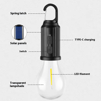 Usine En Gros IP65 Étanche Solaire Charge LED Tente Camping Lanterne Atmosphérique Tungstène Ampoule Suspension