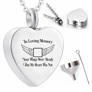 Crematie Sieraden Rvs Urn Ketting Voor Crematie Begrafenis Hartvormige As Memorial Hanger Met Vulling Kit - Product Image 1