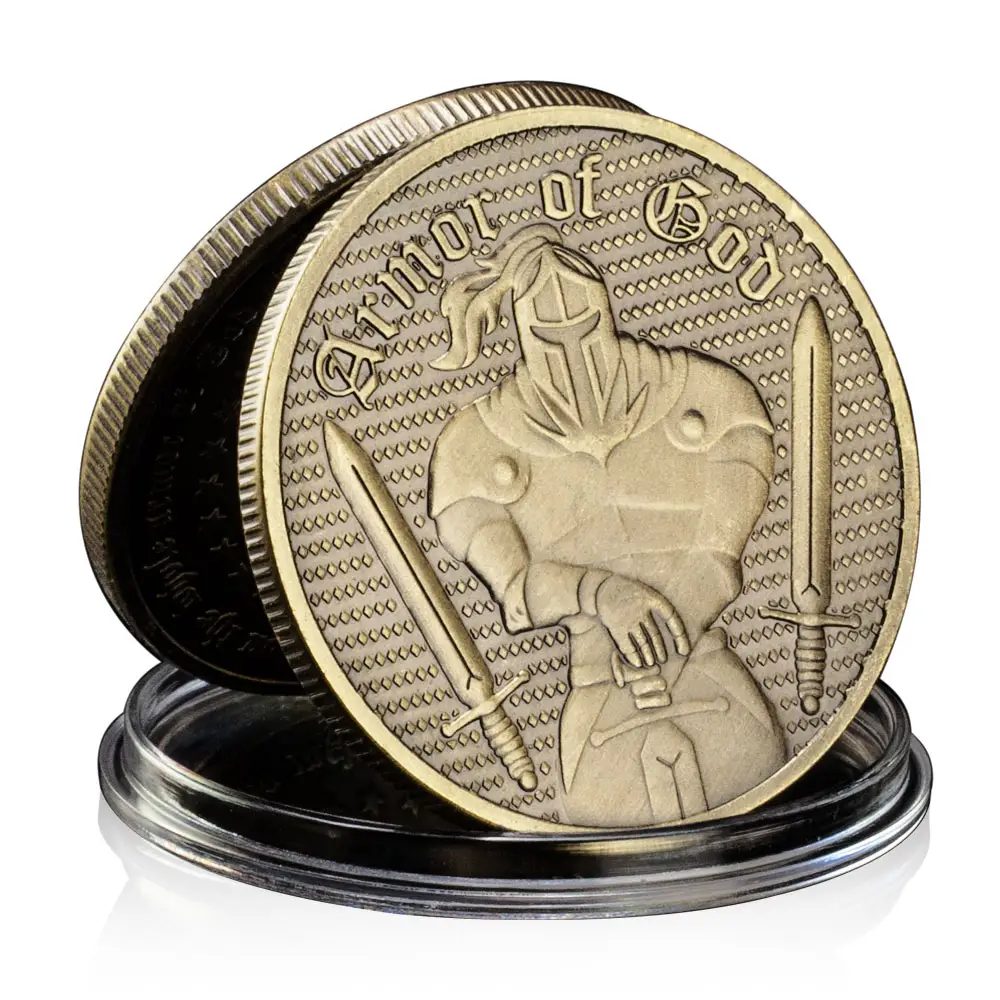 神の鎧エペソ人のお土産ブロンズメッキコインナイトパターンコレクタブルギフト名誉記念コインチャレンジコイン