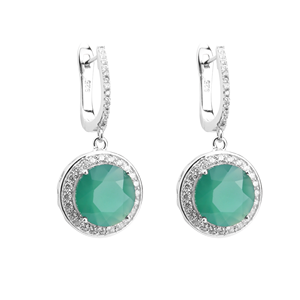 Boucles d'oreilles pendantes en zircon vert naturel, plaqué platine, argent sterling 925, style mignon, pour mariages, fêtes, cadeaux - Product Image 1