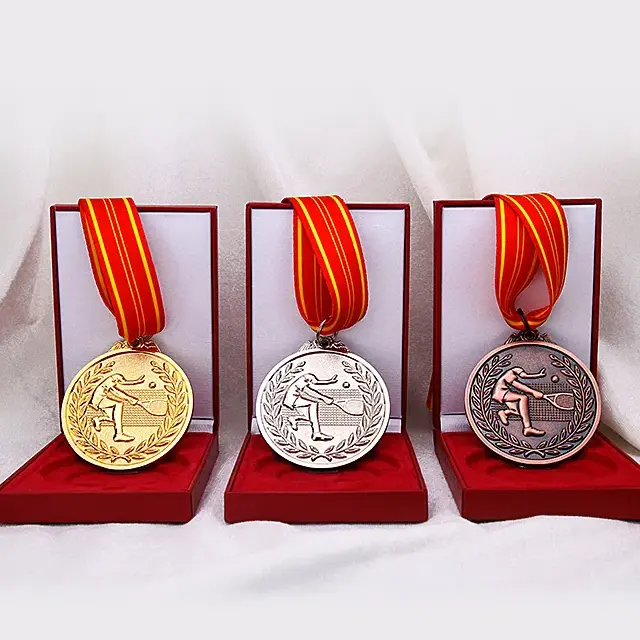Best Selling Products Sports Marathon Ribbon Trophy Blank Gold Silver Bronze Metal Medals
